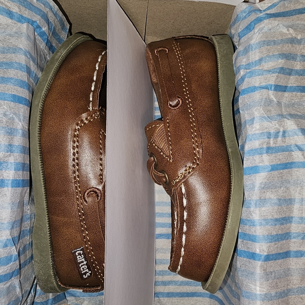 Carter’s Toddler Brown Loafer Boat Shoes Boys Dress Casual Sz 7T - Picture 2 of 7